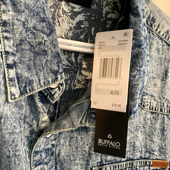 Buffalo David Bitton Simon blue denim short sleeve button down - Picture 2 of 5